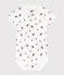 Katoenen babybody met korte mouwen en bootjesprint wit MARSHMALLOW/wit MULTICO