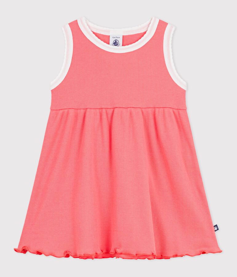 Robe b&eacute;b&eacute; en coton sans manches, unie rose