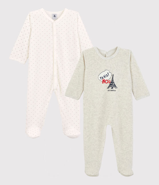 Set van 2 fluwelen babypyjama's variante 1