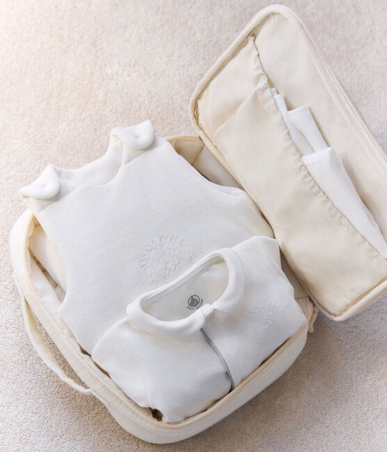 Geschenkendoos van geborduurd katoenen gaas voor baby's wit MARSHMALLOW