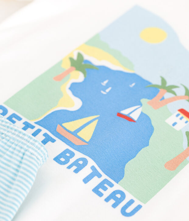 Pyjama short enfant en coton blanc/multicouleur