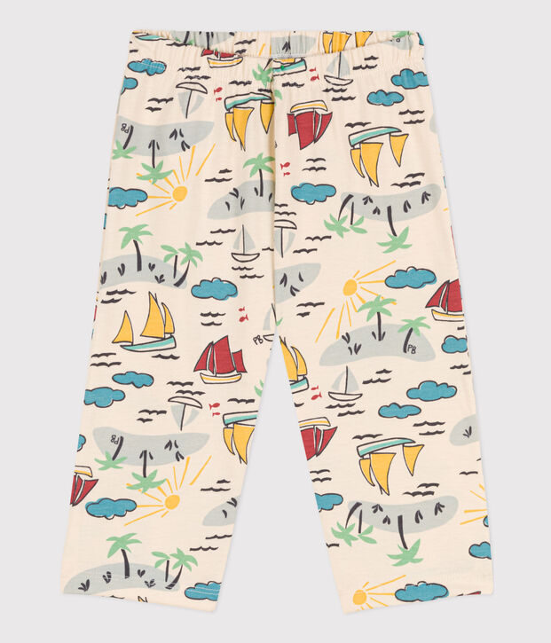 Broek van jerseystof met print voor baby's ecru/multicouleur