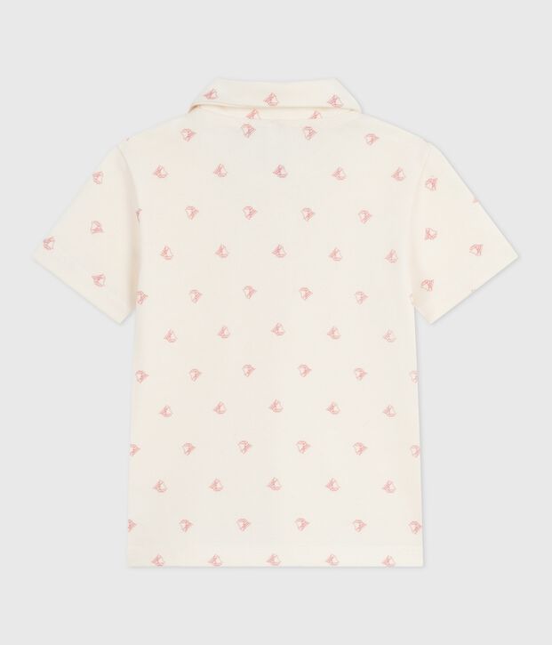 Polo enfant en coton &agrave; manches courtes imprim&eacute; rouge/rouge