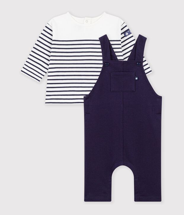 Setje met katoenen tuinbroek en T-shirt voor baby's multicouleur