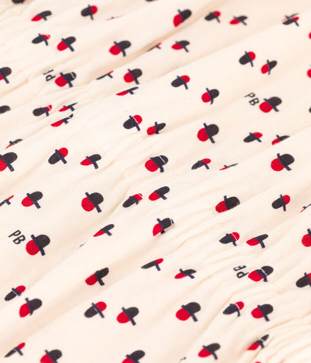 Meisjesjurk met lange mouwen met print van tubic ecru/multicouleur