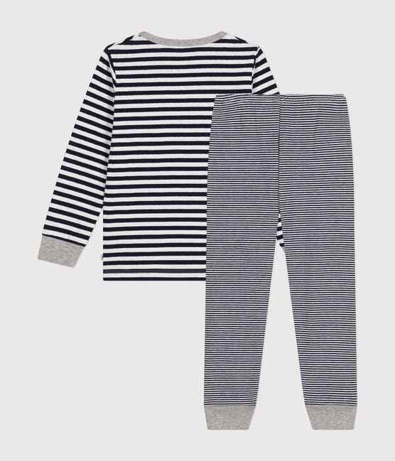 Pyjama en coton rayé enfant bleu SMOKING/blanc MARSHMALLOW