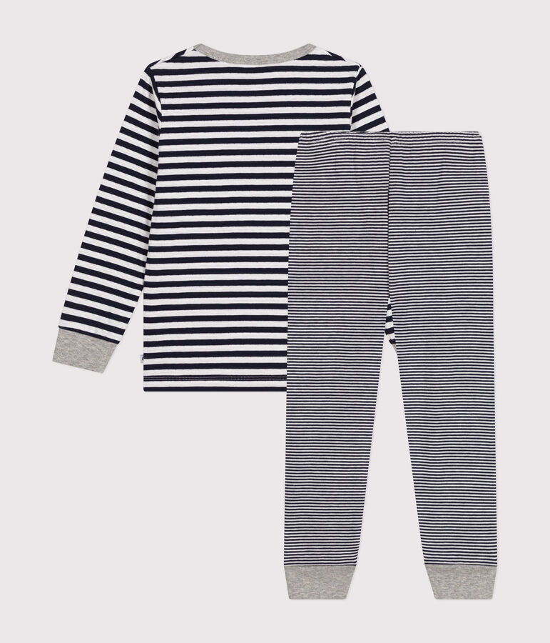 Gestreepte katoenen pyjama voor kinderen blauw SMOKING/wit MARSHMALLOW
