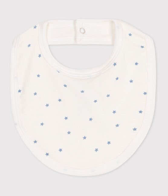 Bavoir naissance en coton imprimé bleu MARSHMALLOW/blanc GOMME