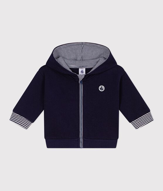 Sweatshirt à capuche bébé en coton détails rayés bleu SOIR