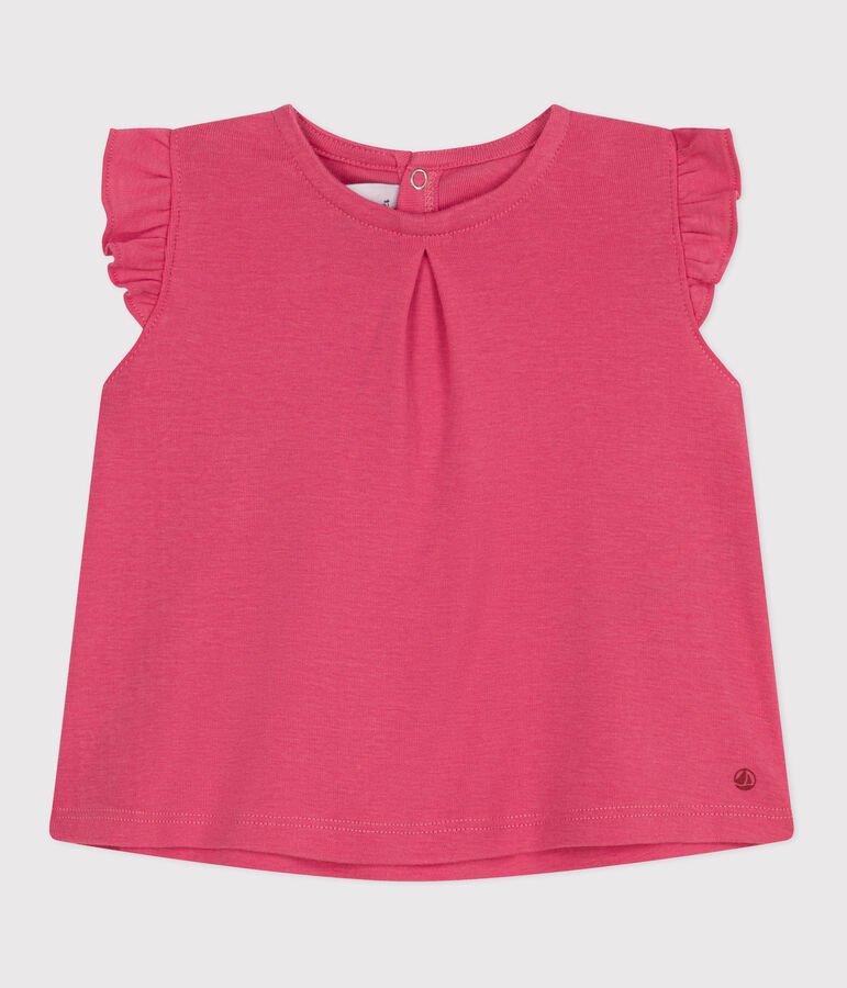Blouse b&eacute;b&eacute; en coton sans manches rose