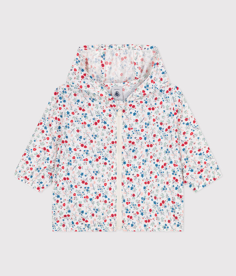 Coupe-vent b&eacute;b&eacute; anti-UV en polyester, imprim&eacute; fleuri blanc/multicouleur