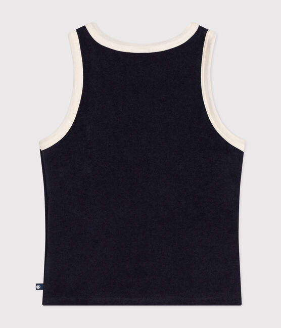 Tanktop in badstof voor meisjes blauw SMOKING