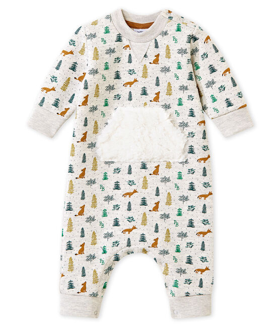 Combinaison longue imprimée bébé garçon gris BELUGA/blanc MULTICO
