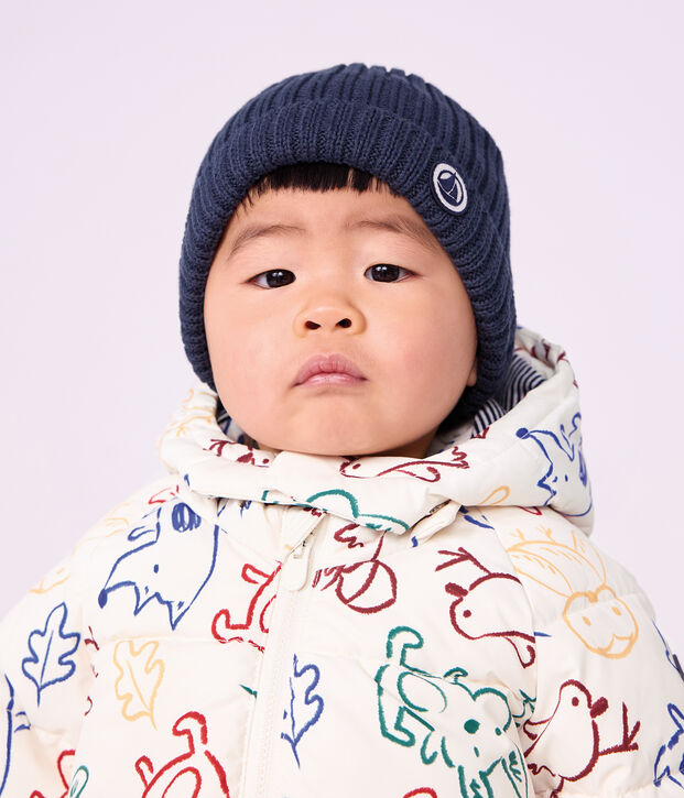 Donsjack van polyester met dierenprint voor baby's ecru/multicouleur