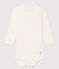 Body met lange mouwen en opgerolde kraag baby wit MARSHMALLOW
