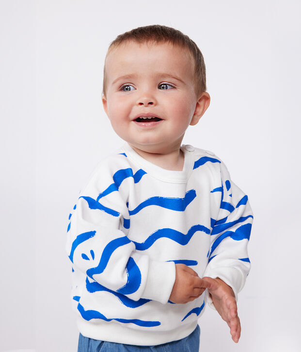Katoenen babysweater met haaiprint blauw/blauw