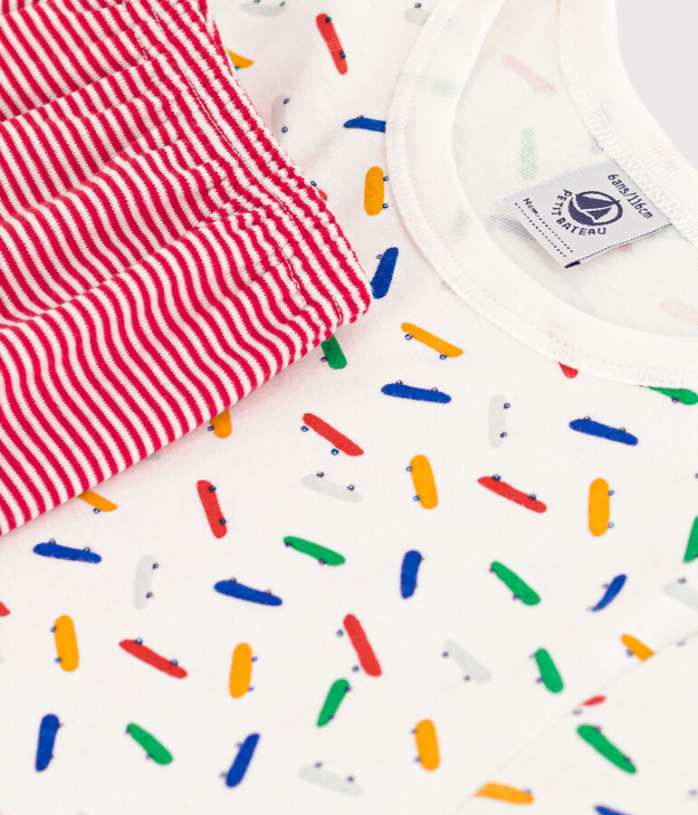 Pyjama short en coton enfant blanc/multicouleur