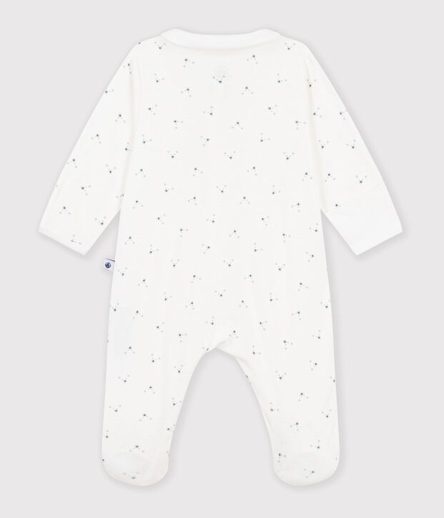 Katoenen babypyjama met bloemenprint wit/multicouleur
