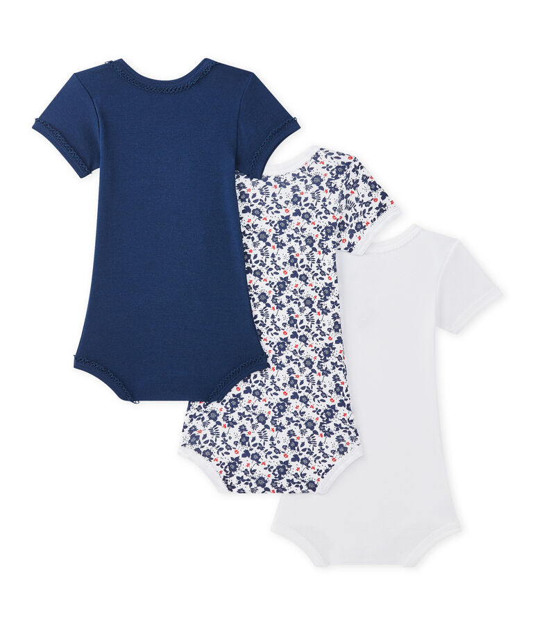 Lot de 3 bodies b&eacute;b&eacute; fille manches courtes blanc