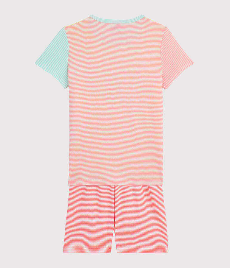 Pyjacourt ray&eacute; multicolore petite fille en c&ocirc;te jaune/multicouleur
