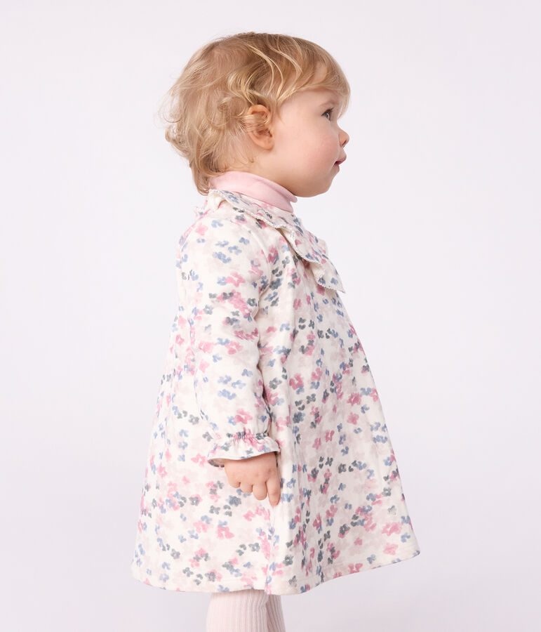 Robe b&eacute;b&eacute; en coton manches longues imprim&eacute;e fleurs MILK/ MULTICO