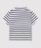 Gestreepte manrinière-polo met korte mouwen uit jerseystof voor baby's wit MARSHMALLOW/blauw SMOKING