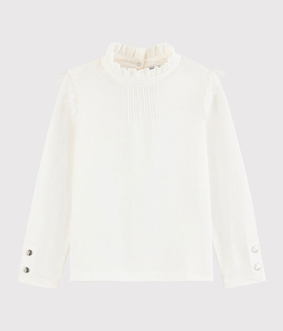 Tee shirt à collerette enfant fille blanc MARSHMALLOW