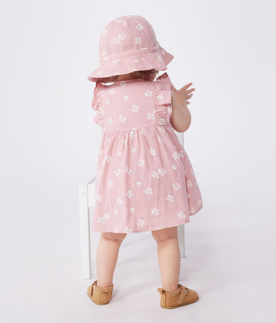 Babyjurkje van luchtig katoen met bloomer en bloemenprint roze CHARME/wit MARSHMALLOW