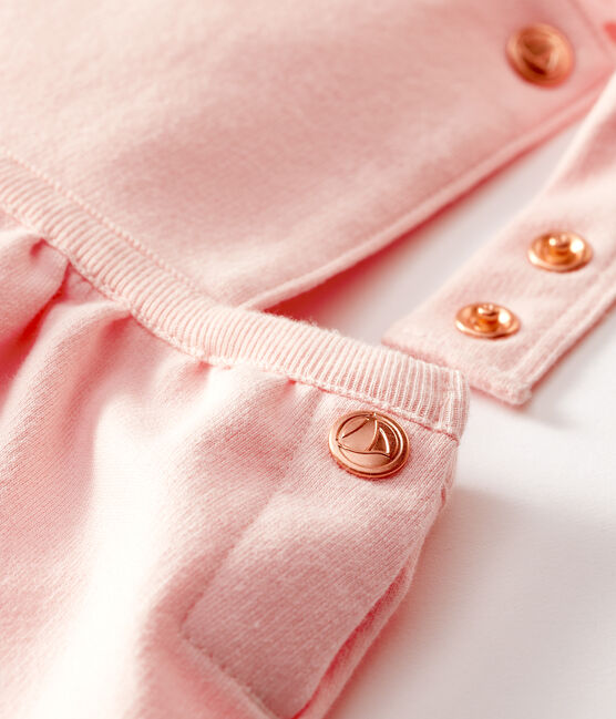 Salopette courte bébé fille en molleton rose MINOIS