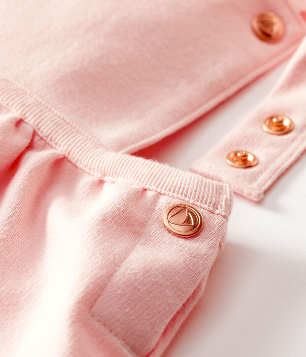 Salopette courte b&eacute;b&eacute; fille en molleton rose