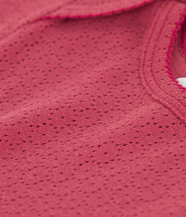 Body met korte mouwen met opengewerkt breiwerk voor baby's roze