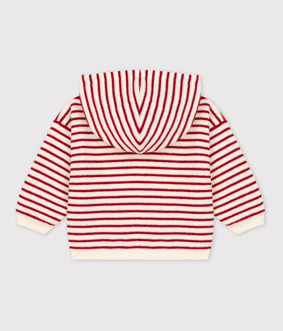 Sweatshirt à capuche bébé en bouclette éponge blanc AVALANCHE/ STOP