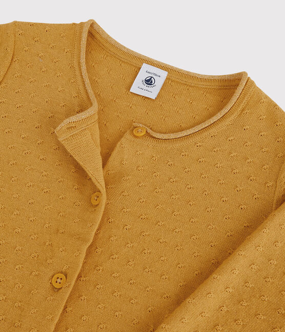 Meisjes cardigan van wol en katoen geel BOUDOR