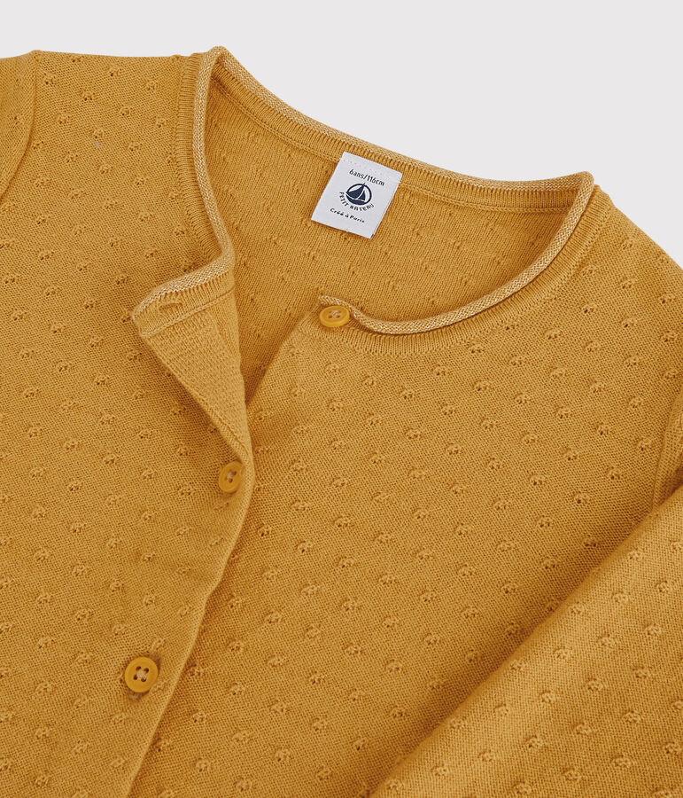 Cardigan laine et coton fille jaune