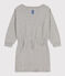 Meisjesjurk met lange mouwen en geborstelde fleeceprint grijs CHATON CHINE