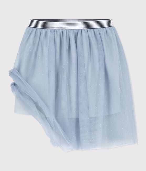 Effen rok van tule met pailletjes voor kinderen blauw CO2/ ARGENT