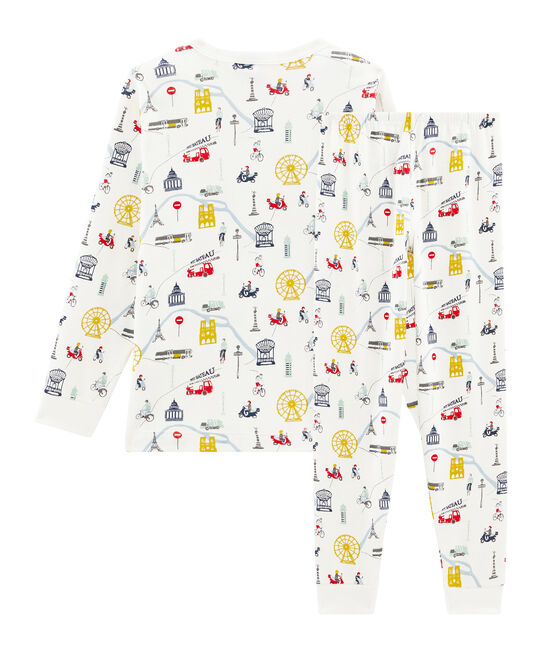 Pyjama petit garçon en côte blanc MARSHMALLOW/blanc MULTICO