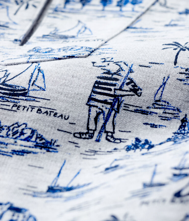 Trui van molton met print voor babyjongens grijs POUSSIERE/blauw SMOKING