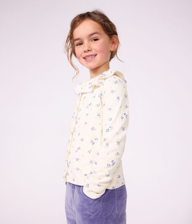 Katoenen kindercardigan met bloemenprint ecru/multicouleur