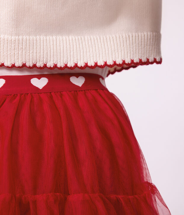 Jupe longue en tulle enfant unie rouge