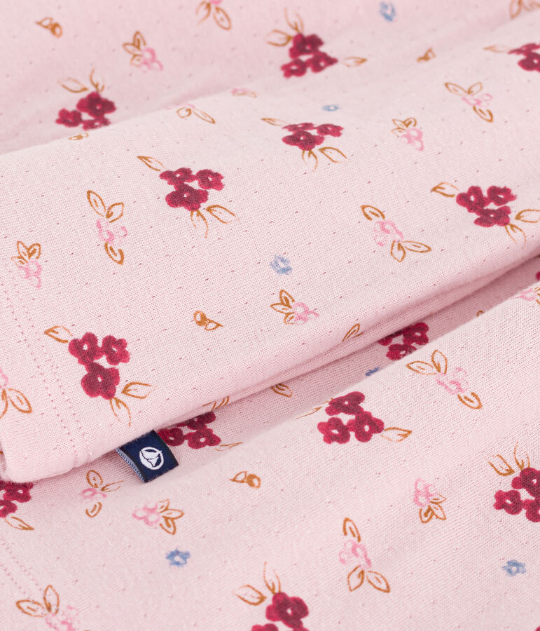 Meisjesjurk met lange mouwen in katoen roze/multicouleur