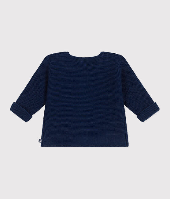 Gebreid katoenen vestje in ribbelsteek voor baby's blauw MEDIEVAL