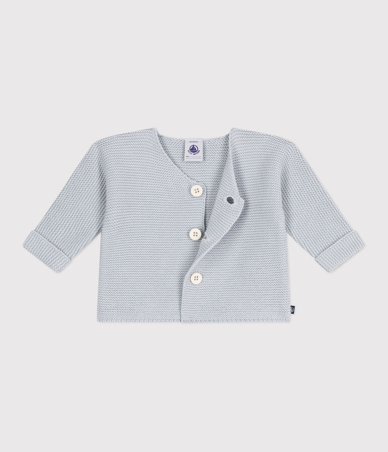 Gebreid katoenen vestje in ribbelsteek voor baby's blauw