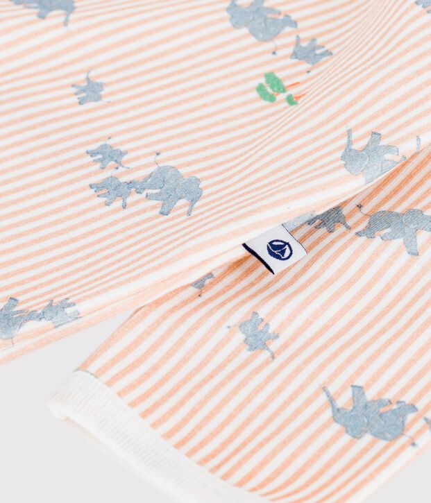 Katoenen babypyjama met olifantenprint wit/multicouleur