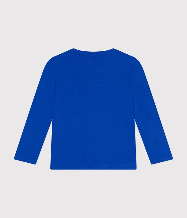 T-shirt met lange mouwen van ribstof voor jongens/meisjes blauw
