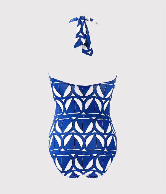 Eendelig damesbadpak met print wit MARSHMALLOW/blauw PERSE/ MULTICO