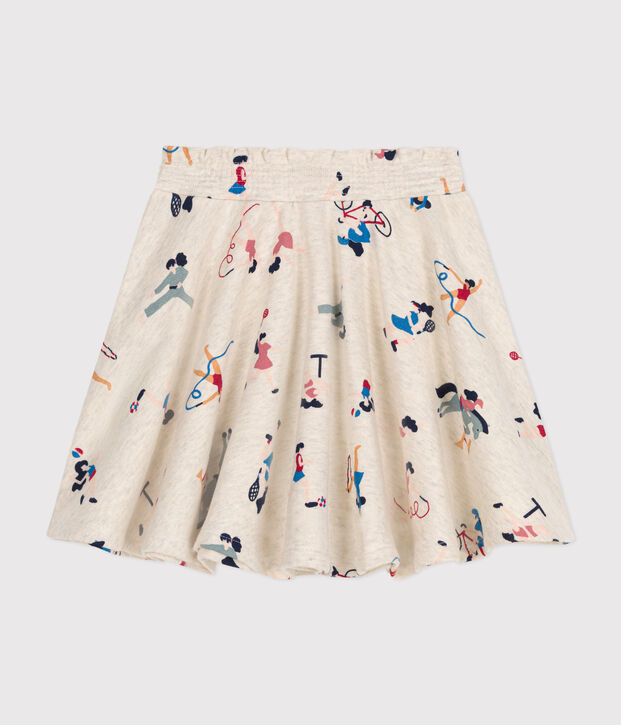 Meisjesrok in fleece beige/multicouleur