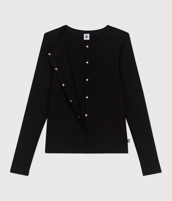 Effen katoenen damesvest zwart BLACK