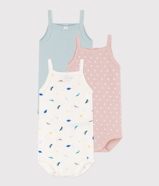 Lot de 3 bodies bretelles animaux marins en coton multicouleur