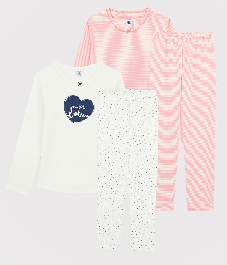 Set van 2 pyjama's van ribstof voor kleine meisjes multicouleur